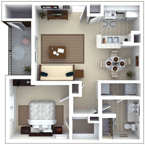 a floor plan of a house with a bedroom and a living room  at Roswell Village, Georgia, 30075